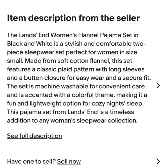 Lands' End Women’s Black and White Plaid Pajama Set 🖤🤍 - Picture 5 of 5